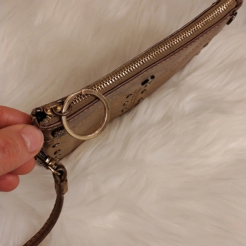 Michael Kors GOLD Leather‎ Wrist Pouch Coin Bag 9